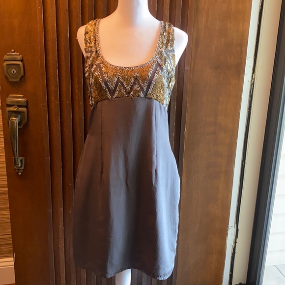 Aidan Mattox Silk Racerback Beaded Mini Dress - Picture 2 of 4